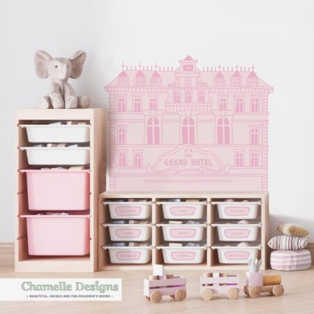 Grand Budapest Hotel pink hotel -Large wall decal - Chamelle Designs