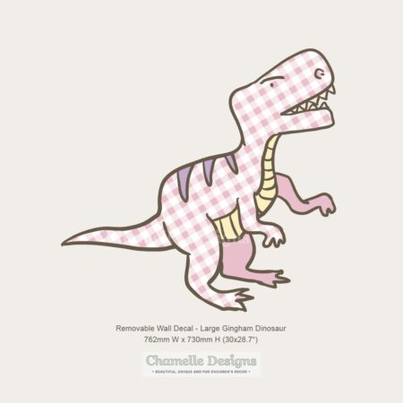 Large Pink Dinosaur Tyrannosaurus Rex Removable Wall Decal - Childrens Interiors and Decor - Chamelle Designs