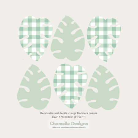 Large green monstera leaves removable wall decals decor - Chamelle Designs