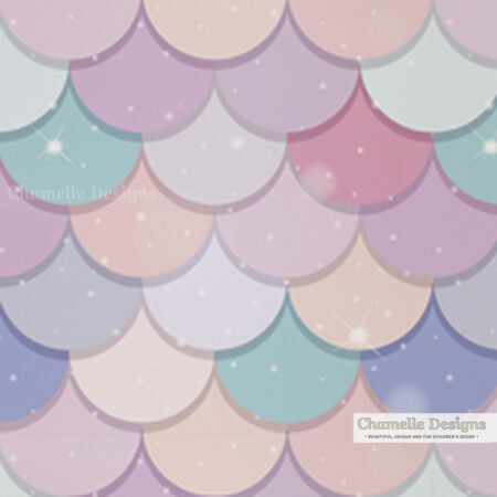 Mermaid glitter scales - removable adhesive fabric wallpaper - girls bedroom mermaid theme - Chamelle Designs