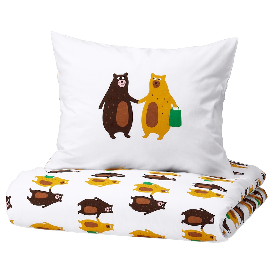 Ikea childrens bed linen duvet covers quality thread count brummig 2 brown bears