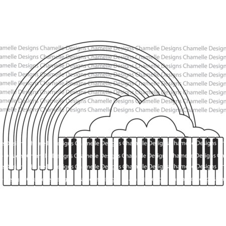 Rainbow music piano keyboard wall decal Chamelle Designs